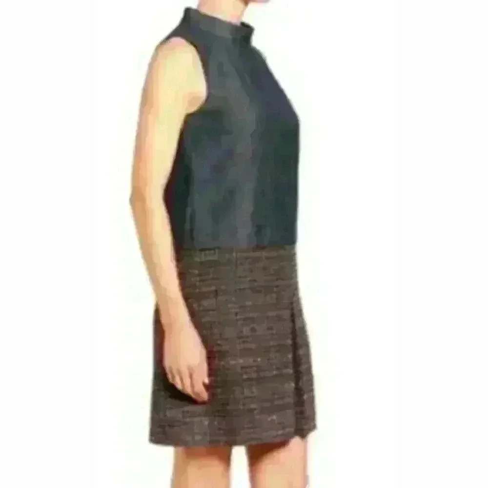 EUC Halogen Denim Mock Neck Pop Tweed Sheath Dress Size XS